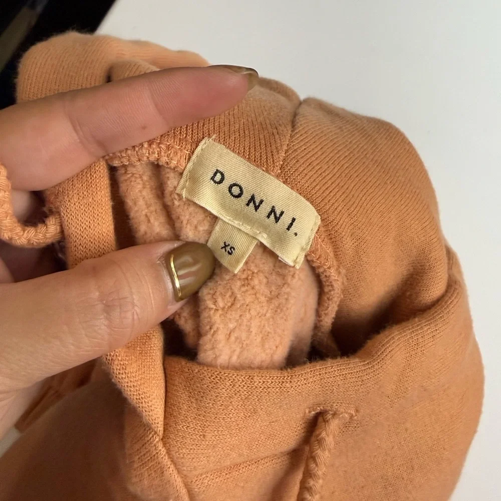 DONNI. Women’s Vintage Fleece Gem Cropped Hoodie in Penny Sz XS